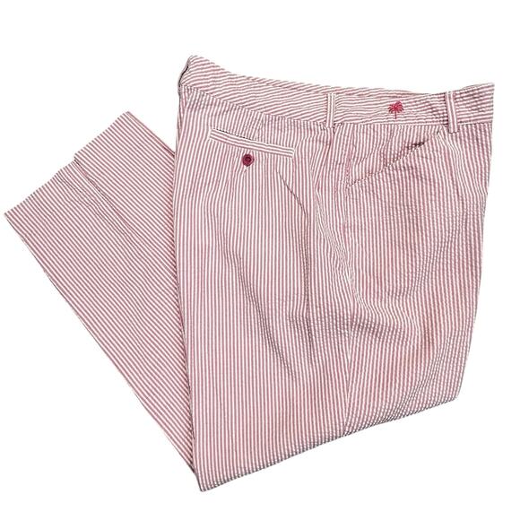 Vtg Lilly Pulitzer Capri Pants Womens 12 Seersucker Pink Wht Stripe Stretch Crop - Picture 15 of 15